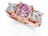 Rose gold Three-Stone Fancy Pink Cushion  Cut Diamond Ring with Channel-Set Band and Four-Prong Setting_52
