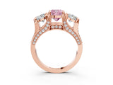 Rose gold Three-Stone Fancy Pink Cushion  Cut Diamond Ring with Channel-Set Band and Four-Prong Setting_54
