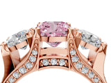 Rose gold Three-Stone Fancy Pink Cushion  Cut Diamond Ring with Channel-Set Band and Four-Prong Setting_55