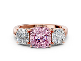 Rose gold Three-Stone Fancy Pink Cushion  Cut Diamond Ring with Channel-Set Band and Four-Prong Setting_60