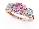 Rose gold Three-Stone Fancy Pink Cushion  Cut Diamond Ring with Channel-Set Band and Four-Prong Setting_61
