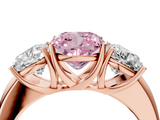 Rose gold Three-Stone Fancy Pink Cushion  Cut Diamond Ring with Channel-Set Band and Four-Prong Setting_64