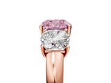 Rose gold Three-Stone Fancy Pink Cushion  Cut Diamond Ring with Channel-Set Band and Four-Prong Setting_65