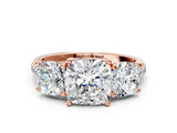 Rose gold Three-Stone Fancy Pink Cushion Cut Diamond Ring with Pavé Band and Prong Setting_65