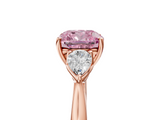 Rose gold Three-Stone Fancy Pink Cushion  Cut Diamond Ring with Pear Side Stones in Four-Prong Setting_113
