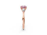 Rose gold Three-Stone Fancy Pink Cushion Cut Diamond Ring with Pear  Side Stones in Four-Prong Setting_14
