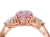 Rose gold Three-Stone Fancy Pink Cushion Cut Diamond Ring with Pear  Side Stones in Four-Prong Setting_16