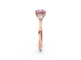 Rose gold Three-Stone Fancy Pink Cushion Cut Diamond Ring with Pear  Side Stones in Four-Prong Setting_50