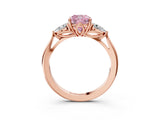 Rose gold Three-Stone Fancy Pink Cushion Cut Diamond Ring with Pear  Side Stones in Four-Prong Setting_51