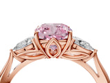 Rose gold Three-Stone Fancy Pink Cushion Cut Diamond Ring with Pear  Side Stones in Four-Prong Setting_52