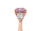 Rose gold Three-Stone Fancy Pink Cushion Cut Diamond Ring with Pear  Side Stones in Four-Prong Setting_53