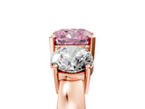 Rose gold Three-Stone Fancy Pink Cushion Cut Diamond Ring with Round Side Stones, Classic Band, and Four-Prong Setting_5