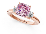 Rose gold Three-Stone Fancy Pink Cushion  Cut Diamond Solitaire with Prong Setting and Classic Band_72
