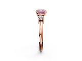 Rose gold Three-Stone Fancy Pink Cushion  Cut Diamond Solitaire with Prong Setting and Classic Band_73
