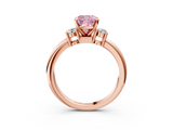 Rose gold Three-Stone Fancy Pink Cushion  Cut Diamond Solitaire with Prong Setting and Classic Band_74