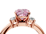 Rose gold Three-Stone Fancy Pink Cushion  Cut Diamond Solitaire with Prong Setting and Classic Band_75