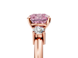 Rose gold Three-Stone Fancy Pink Cushion  Cut Diamond Solitaire with Prong Setting and Classic Band_76