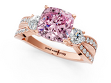 Rose gold Three-Stone Fancy Pink Cushion  Cut Diamond Twist Band with Prong Setting_21