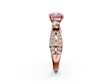 Rose gold Three-Stone Fancy Pink Cushion  Cut Diamond Twist Band with Prong Setting_22