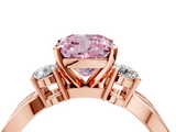 Rose gold Three-Stone Fancy Pink Cushion  Cut Diamond Twist Band with Prong Setting_24