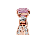 Rose gold Three-Stone Fancy Pink Cushion  Cut Diamond Twist Band with Prong Setting_25