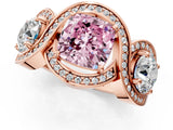 Rose gold Three-Stone Fancy Pink Cushion Cut Diamond Wave Pave Band with Prong Setting_7