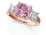 Rose gold Three-Stone Fancy Pink Cushion  Cut Solitaire Ring with Prong Setting_4