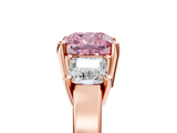 Rose gold Three-Stone Fancy Pink Cushion  Cut Solitaire Ring with Prong Setting_8