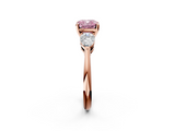 Rose gold Three-Stone Fancy Pink Cushion  Diamond Ring with Pear Side Stones in Four-Prong Setting_78