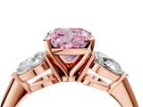 Rose gold Three-Stone Fancy Pink Cushion  Diamond Ring with Pear Side Stones in Four-Prong Setting_80