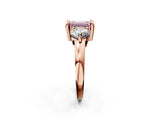 Rose gold Three-Stone Fancy Pink Emerald  Brilliant Cut Solitaire Ring with Prong Setting on a Classic Band