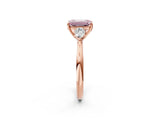 Rose gold Three-Stone Fancy Pink Emerald Cut Brilliant Diamond Solitaire Ring with Tapered Band and Four-Prong Setting_8
