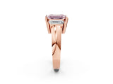 Rose gold Three Stone Fancy Pink Emerald Cut Cut Channel Set Diamond Ring_2