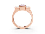 Rose gold Three Stone Fancy Pink Emerald Cut Cut Channel Set Diamond Ring_3