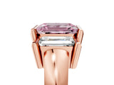 Rose gold Three Stone Fancy Pink Emerald Cut Cut Channel Set Diamond Ring_5