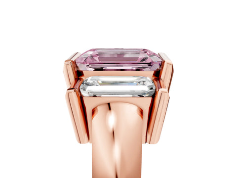 Rose gold Three Stone Fancy Pink Emerald Cut Cut Channel Set Diamond Ring_5