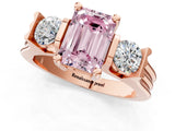Rose gold Three-Stone Fancy Pink Emerald Cut Cut Classic Band Prong Setting Ring_1