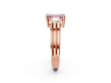 Rose gold Three-Stone Fancy Pink Emerald Cut Cut Classic Band Prong Setting Ring_2