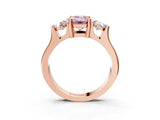 Rose gold Three-Stone Fancy Pink Emerald Cut Cut Classic Band Prong Setting Ring_3