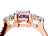 Rose gold Three-Stone Fancy Pink Emerald Cut Cut Classic Band Prong Setting Ring_4