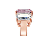 Rose gold Three-Stone Fancy Pink Emerald Cut Cut Diamond Engagement Ring with Flat Band and Four-Prong Setting_17