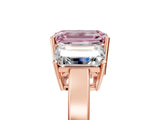Rose gold Three-Stone Fancy Pink Emerald Cut Cut Diamond Engagement Ring with Flat Band and Four-Prong Setting_5