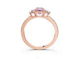 Rose gold Three-Stone Fancy Pink Emerald Cut Cut Diamond Pavé Band with Prong Setting_18