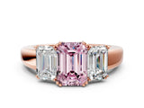 Rose gold Three-Stone Fancy Pink Emerald Cut Cut Diamond Ring with Channel Set Band and Four-Prong Setting_24
