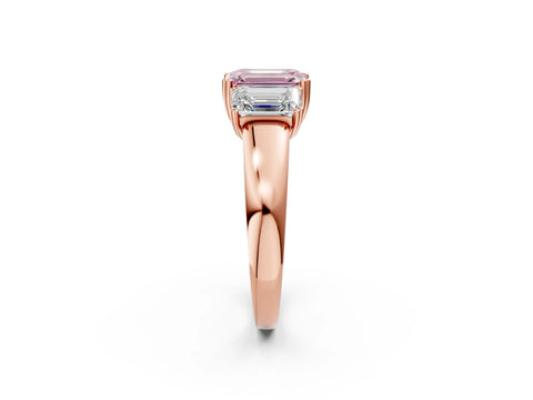 Rose gold Three-Stone Fancy Pink Emerald Cut Cut Diamond Ring with Channel Set Band and Four-Prong Setting_2
