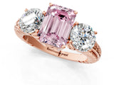 Rose gold Three-Stone Fancy Pink Emerald Cut Cut Diamond Ring with Channel-Set Band and Prong Setting_1