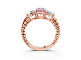 Rose gold Three-Stone Fancy Pink Emerald Cut Cut Diamond Ring with Channel-Set Band and Prong Setting_3