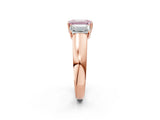 Rose gold Three-Stone Fancy Pink Emerald Cut Cut Diamond Ring with Prong Setting and Classic Band_2
