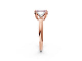 Rose gold Three-Stone Fancy Pink Emerald Cut Cut Diamond Ring with Trillion Side Stones and Four-Prong Setting_5