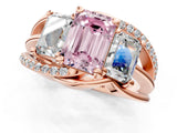 Rose gold Three-Stone Fancy Pink Emerald Cut Cut Diamond Split Shank Prong Set Ring_13